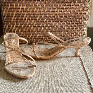 Schutz Evenise Sandal Tan Cork Kitten Heel 8.5